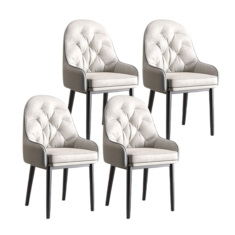 Modern Style Home Solid Back Metal Dining Arm Chair(Set of 4/8) Beige Black Gray 4 Piece Set Clearhalo 'Dining Chairs' 'Dining Tables & Seating' 'dining_chair' 'furn' 'furn_dining_chair' 'Furniture' 'Kitchen & Dining Furniture' 7855534