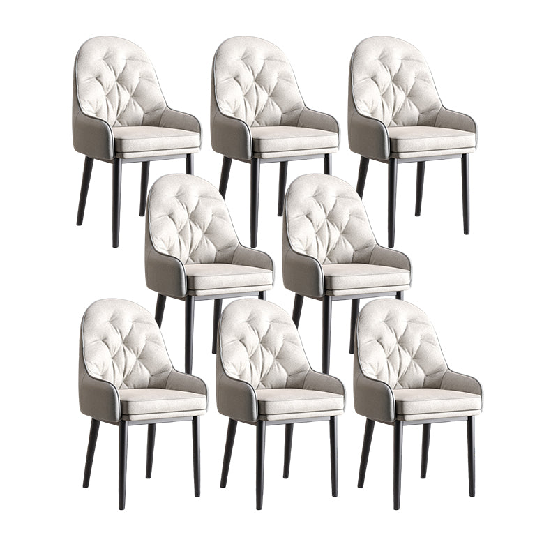 Modern Style Home Solid Back Metal Dining Arm Chair(Set of 4/8) Beige Black Gray 8 Piece Set Clearhalo 'Dining Chairs' 'Dining Tables & Seating' 'dining_chair' 'furn' 'furn_dining_chair' 'Furniture' 'Kitchen & Dining Furniture' 7855535