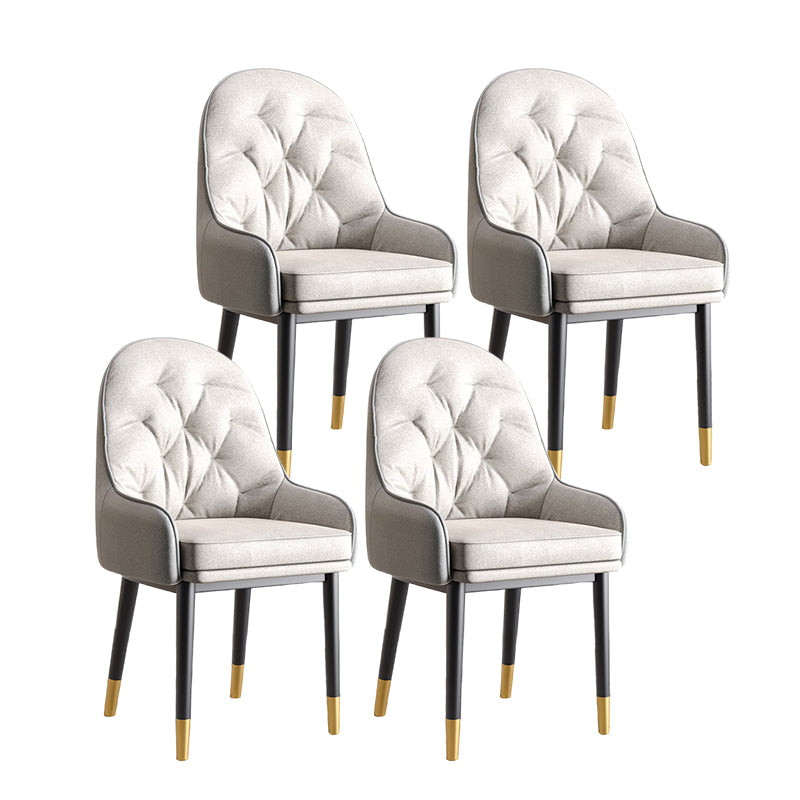 Modern Style Home Solid Back Metal Dining Arm Chair(Set of 4/8) Beige Black 4 Piece Set Clearhalo 'Dining Chairs' 'Dining Tables & Seating' 'dining_chair' 'furn' 'furn_dining_chair' 'Furniture' 'Kitchen & Dining Furniture' 7855536
