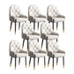 Modern Style Home Solid Back Metal Dining Arm Chair(Set of 4/8) Beige Black 8 Piece Set Clearhalo 'Dining Chairs' 'Dining Tables & Seating' 'dining_chair' 'furn' 'furn_dining_chair' 'Furniture' 'Kitchen & Dining Furniture' 7855537