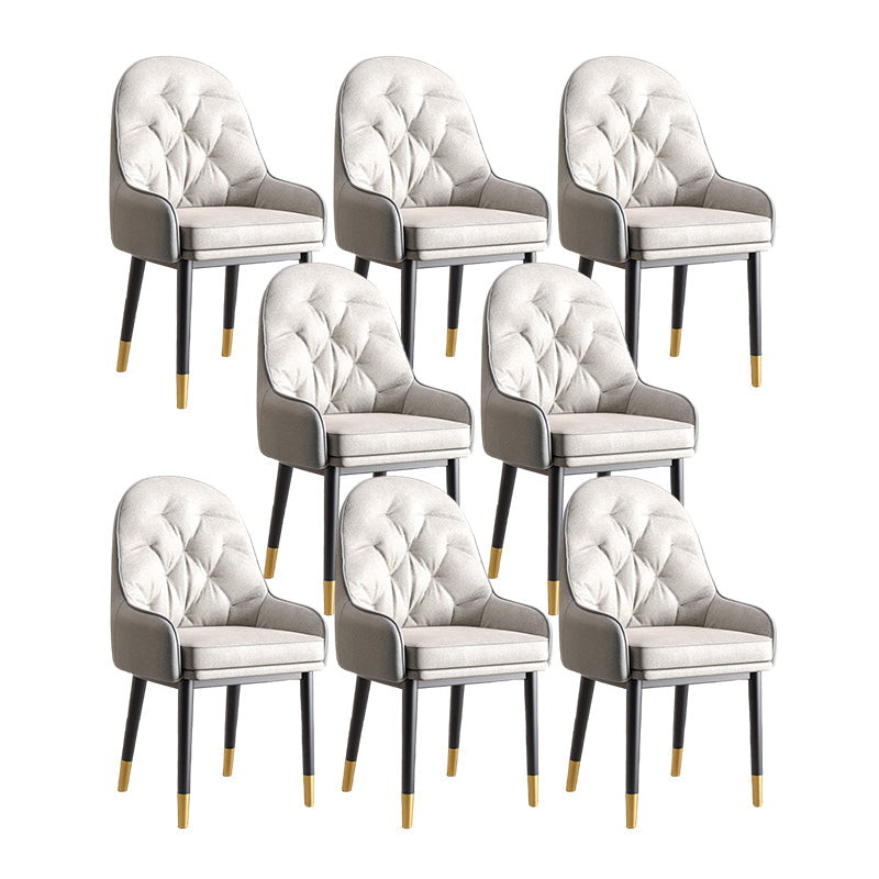Modern Style Home Solid Back Metal Dining Arm Chair(Set of 4/8) Beige Black 8 Piece Set Clearhalo 'Dining Chairs' 'Dining Tables & Seating' 'dining_chair' 'furn' 'furn_dining_chair' 'Furniture' 'Kitchen & Dining Furniture' 7855537