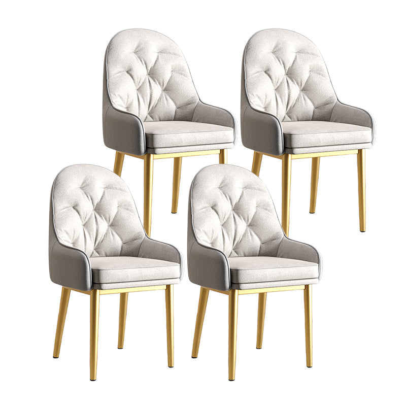 Modern Style Home Solid Back Metal Dining Arm Chair(Set of 4/8) Beige Gold 4 Piece Set Clearhalo 'Dining Chairs' 'Dining Tables & Seating' 'dining_chair' 'furn' 'furn_dining_chair' 'Furniture' 'Kitchen & Dining Furniture' 7855538