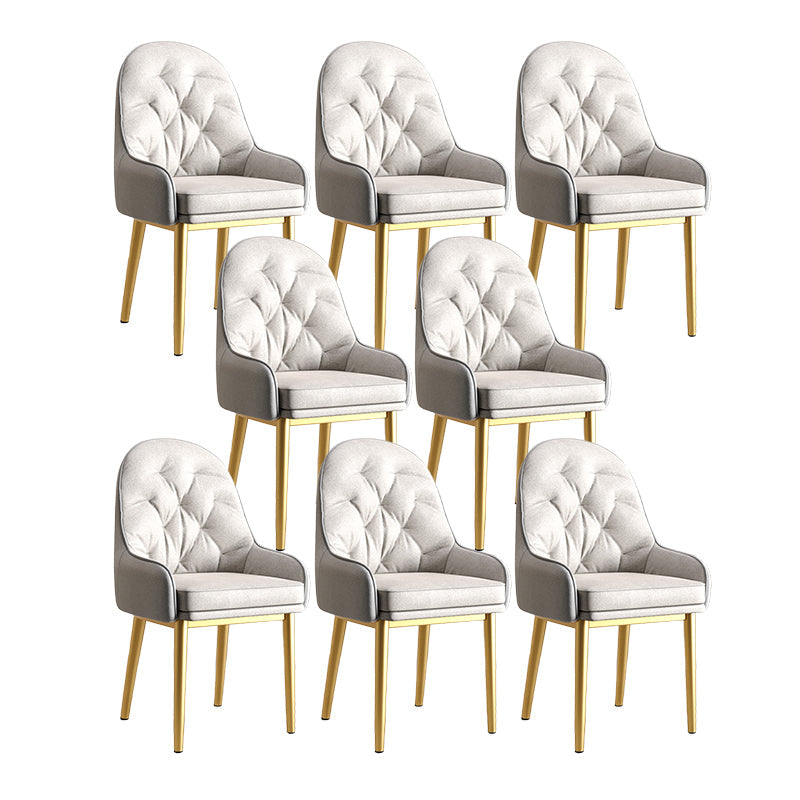Modern Style Home Solid Back Metal Dining Arm Chair(Set of 4/8) Beige Gold 8 Piece Set Clearhalo 'Dining Chairs' 'Dining Tables & Seating' 'dining_chair' 'furn' 'furn_dining_chair' 'Furniture' 'Kitchen & Dining Furniture' 7855539