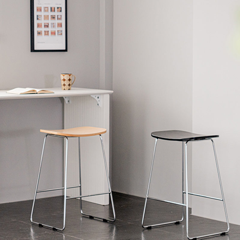 Contemporary Wood and Metal Backless Counter Height Stools for Living Room