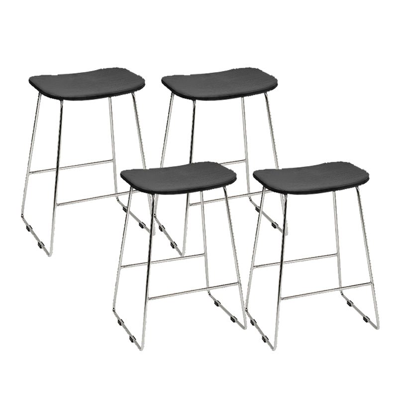 Contemporary Wood and Metal Backless Counter Height Stools for Living Room
