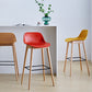 Contemporary Plastic Armless Bar Stool with Beech Solid Wood Base