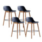 Contemporary Plastic Armless Bar Stool with Beech Solid Wood Base
