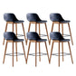 Contemporary Plastic Armless Bar Stool with Beech Solid Wood Base