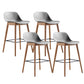 Contemporary Plastic Armless Bar Stool with Beech Solid Wood Base