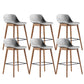 Contemporary Plastic Armless Bar Stool with Beech Solid Wood Base