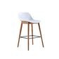 Contemporary Plastic Armless Bar Stool with Beech Solid Wood Base