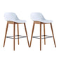 Contemporary Plastic Armless Bar Stool with Beech Solid Wood Base