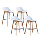 Contemporary Plastic Armless Bar Stool with Beech Solid Wood Base