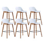 Contemporary Plastic Armless Bar Stool with Beech Solid Wood Base