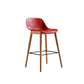 Contemporary Plastic Armless Bar Stool with Beech Solid Wood Base