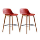 Contemporary Plastic Armless Bar Stool with Beech Solid Wood Base