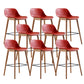 Contemporary Plastic Armless Bar Stool with Beech Solid Wood Base