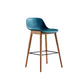 Contemporary Plastic Armless Bar Stool with Beech Solid Wood Base