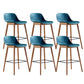 Contemporary Plastic Armless Bar Stool with Beech Solid Wood Base