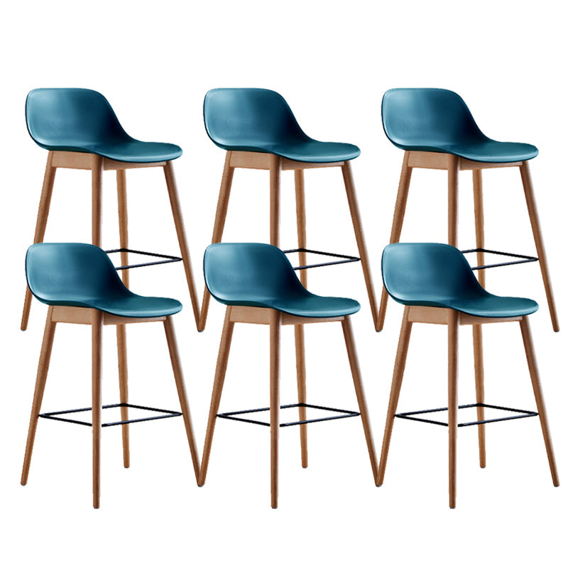 Contemporary Plastic Armless Bar Stool with Beech Solid Wood Base