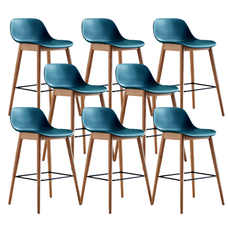 Contemporary Plastic Armless Bar Stool with Beech Solid Wood Base