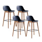 Contemporary Plastic Armless Bar Stool with Beech Solid Wood Base