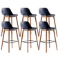 Contemporary Plastic Armless Bar Stool with Beech Solid Wood Base