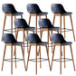 Contemporary Plastic Armless Bar Stool with Beech Solid Wood Base
