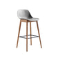 Contemporary Plastic Armless Bar Stool with Beech Solid Wood Base