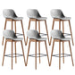 Contemporary Plastic Armless Bar Stool with Beech Solid Wood Base