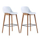 Contemporary Plastic Armless Bar Stool with Beech Solid Wood Base