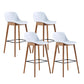 Contemporary Plastic Armless Bar Stool with Beech Solid Wood Base
