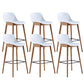 Contemporary Plastic Armless Bar Stool with Beech Solid Wood Base