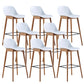 Contemporary Plastic Armless Bar Stool with Beech Solid Wood Base