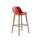 Contemporary Plastic Armless Bar Stool with Beech Solid Wood Base