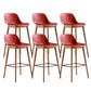 Contemporary Plastic Armless Bar Stool with Beech Solid Wood Base