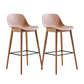 Contemporary Plastic Armless Bar Stool with Beech Solid Wood Base