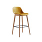 Contemporary Plastic Armless Bar Stool with Beech Solid Wood Base