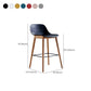 Contemporary Plastic Armless Bar Stool with Beech Solid Wood Base