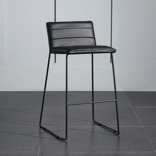 Contemporary Armless Upholstered Low Back Bar Stools with Metal Base Black 1 Piece Counter Stool(26"H)