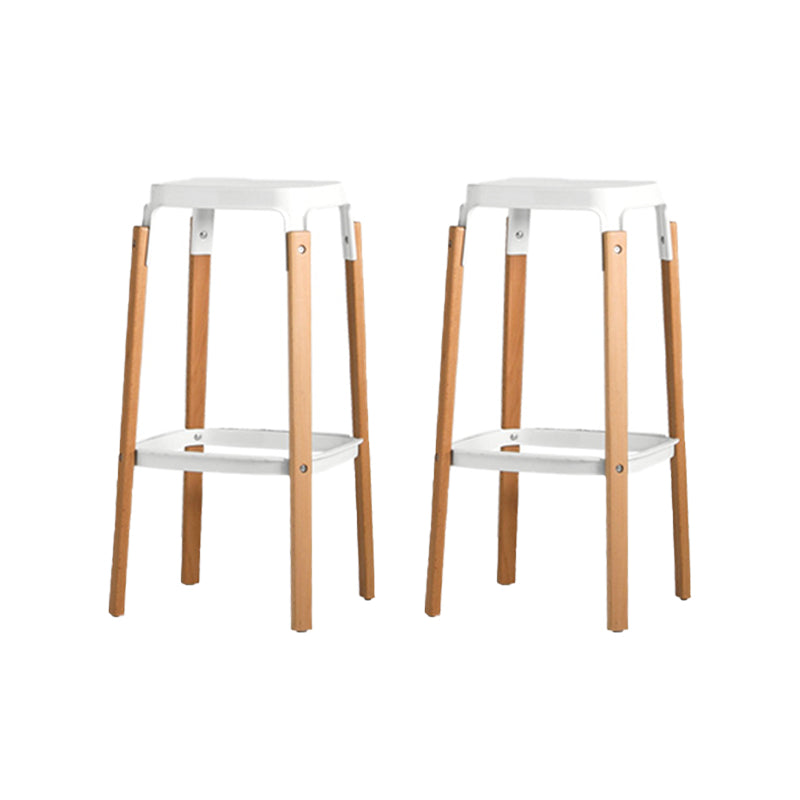 Contemporary Square Backless Bar Stool with Beech Solid Wood Legs 2 Piece Set Clearhalo 'Bar Furniture' 'Bar Stools' 'bar_stools' 'furn' 'furn_bar_stools' 'Furniture' 'Kitchen & Dining Furniture' 7855843