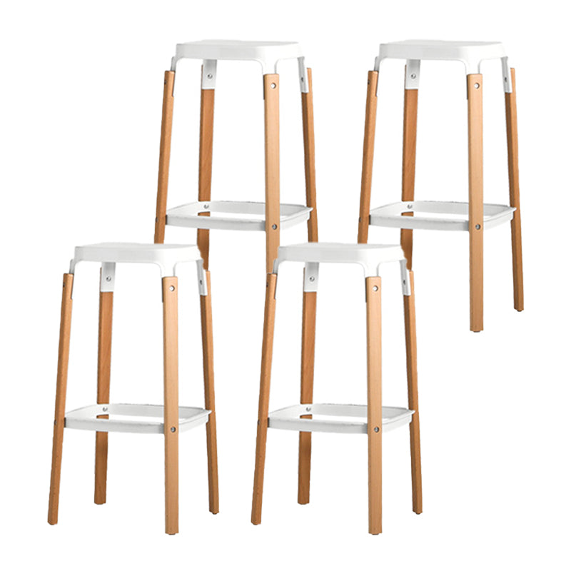 Contemporary Square Backless Bar Stool with Beech Solid Wood Legs 4 Piece Set Clearhalo 'Bar Furniture' 'Bar Stools' 'bar_stools' 'furn' 'furn_bar_stools' 'Furniture' 'Kitchen & Dining Furniture' 7855845
