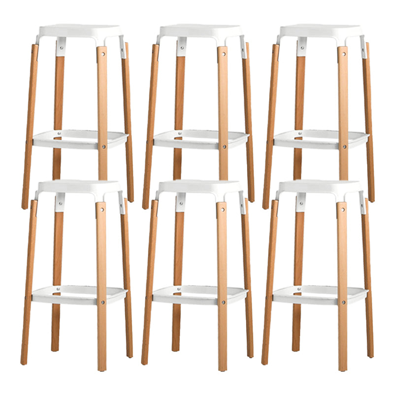 Contemporary Square Backless Bar Stool with Beech Solid Wood Legs 6 Piece Set Clearhalo 'Bar Furniture' 'Bar Stools' 'bar_stools' 'furn' 'furn_bar_stools' 'Furniture' 'Kitchen & Dining Furniture' 7855847