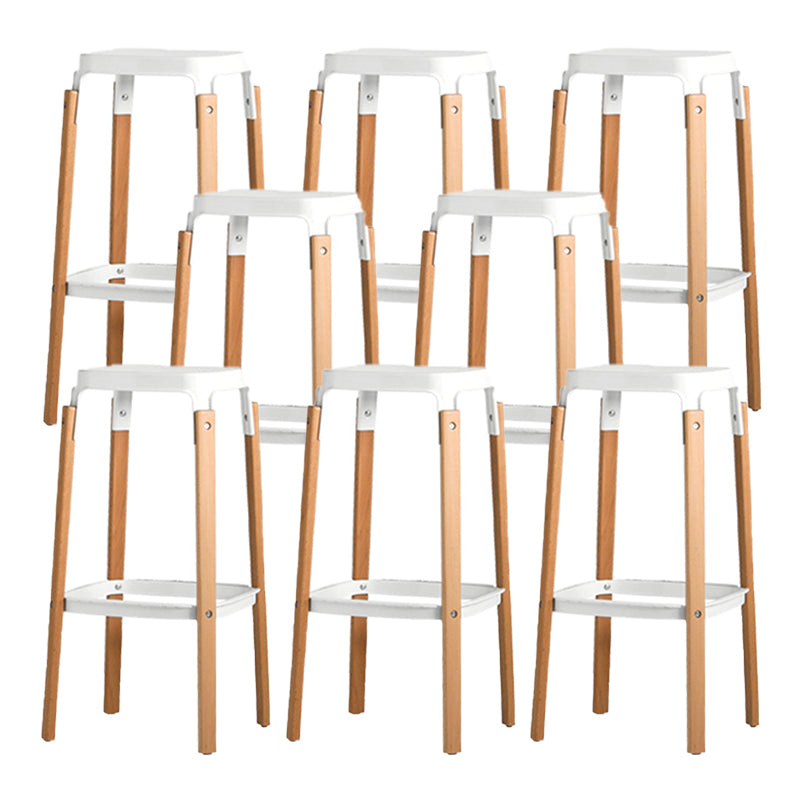 Contemporary Square Backless Bar Stool with Beech Solid Wood Legs 8 Piece Set Clearhalo 'Bar Furniture' 'Bar Stools' 'bar_stools' 'furn' 'furn_bar_stools' 'Furniture' 'Kitchen & Dining Furniture' 7855849