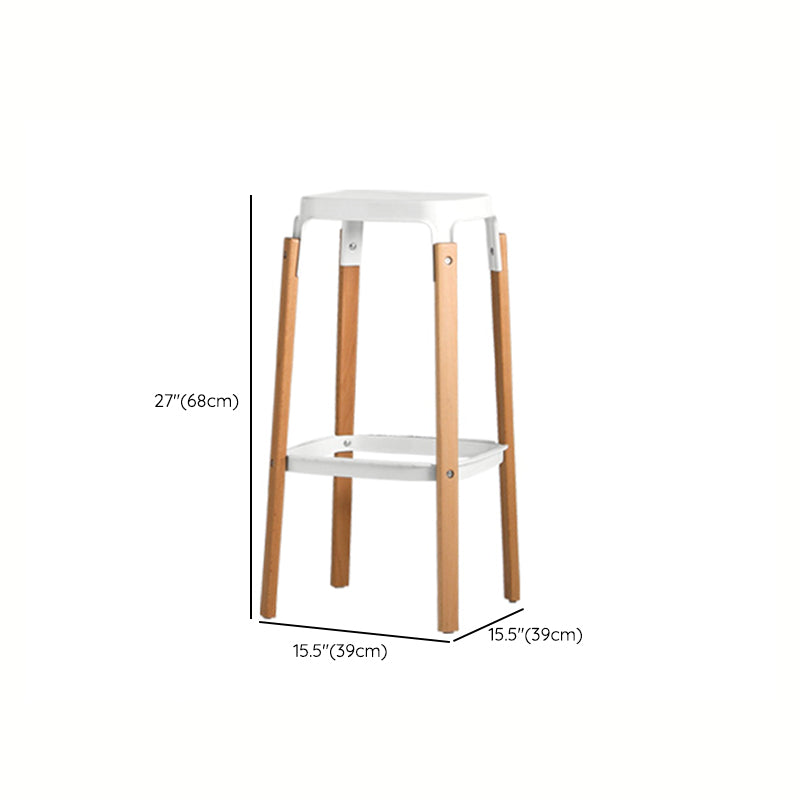 Contemporary Square Backless Bar Stool with Beech Solid Wood Legs Clearhalo 'Bar Furniture' 'Bar Stools' 'bar_stools' 'furn' 'furn_bar_stools' 'Furniture' 'Kitchen & Dining Furniture' 7855854