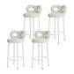 Contemporary Upholstered Low Back Round Bar Stools with Metal Base White 4 Piece Set Clearhalo 'Bar Furniture' 'Bar Stools' 'bar_stools' 'furn' 'furn_bar_stools' 'Furniture' 'Kitchen & Dining Furniture' 7855858