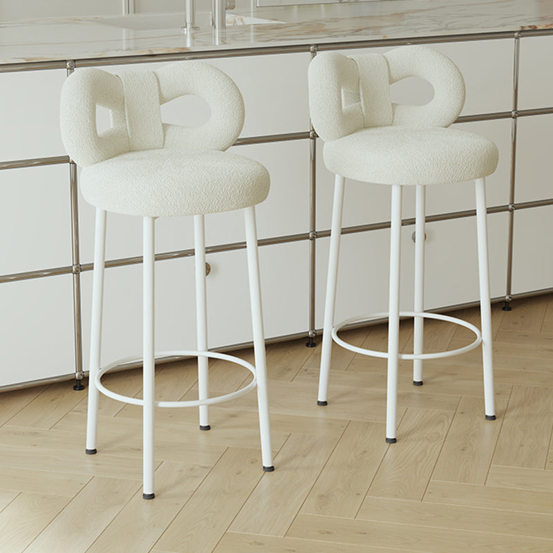 Contemporary Upholstered Low Back Round Bar Stools with Metal Base Clearhalo 'Bar Furniture' 'Bar Stools' 'bar_stools' 'furn' 'furn_bar_stools' 'Furniture' 'Kitchen & Dining Furniture' 7855859