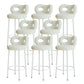 Contemporary Upholstered Low Back Round Bar Stools with Metal Base White 8 Piece Set Clearhalo 'Bar Furniture' 'Bar Stools' 'bar_stools' 'furn' 'furn_bar_stools' 'Furniture' 'Kitchen & Dining Furniture' 7855862