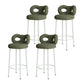 Contemporary Upholstered Low Back Round Bar Stools with Metal Base Cyan 4 Piece Set Clearhalo 'Bar Furniture' 'Bar Stools' 'bar_stools' 'furn' 'furn_bar_stools' 'Furniture' 'Kitchen & Dining Furniture' 7855866
