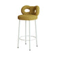 Contemporary Upholstered Low Back Round Bar Stools with Metal Base Yellow 1 Piece Clearhalo 'Bar Furniture' 'Bar Stools' 'bar_stools' 'furn' 'furn_bar_stools' 'Furniture' 'Kitchen & Dining Furniture' 7855870